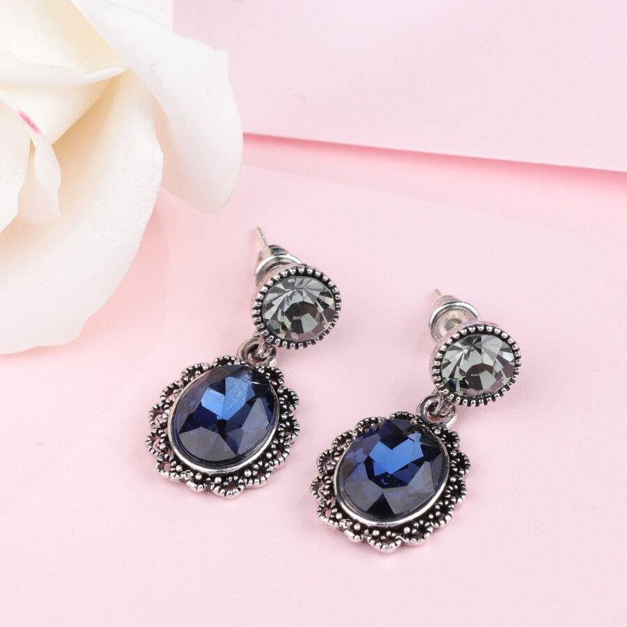 2 Color Fashion New Crystal Flower Drop Gold Color Earrings - The Jewellery Supermarket