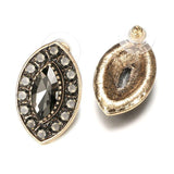 2021 Antique Gold Vintage New Boho Grey Crystal Flower Big Stud Earrings - The Jewellery Supermarket