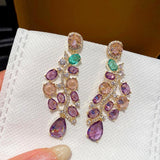 2021 Trend 925 Silver Colour Purple Crystal Grapes Fine Earrings - The Jewellery Supermarket