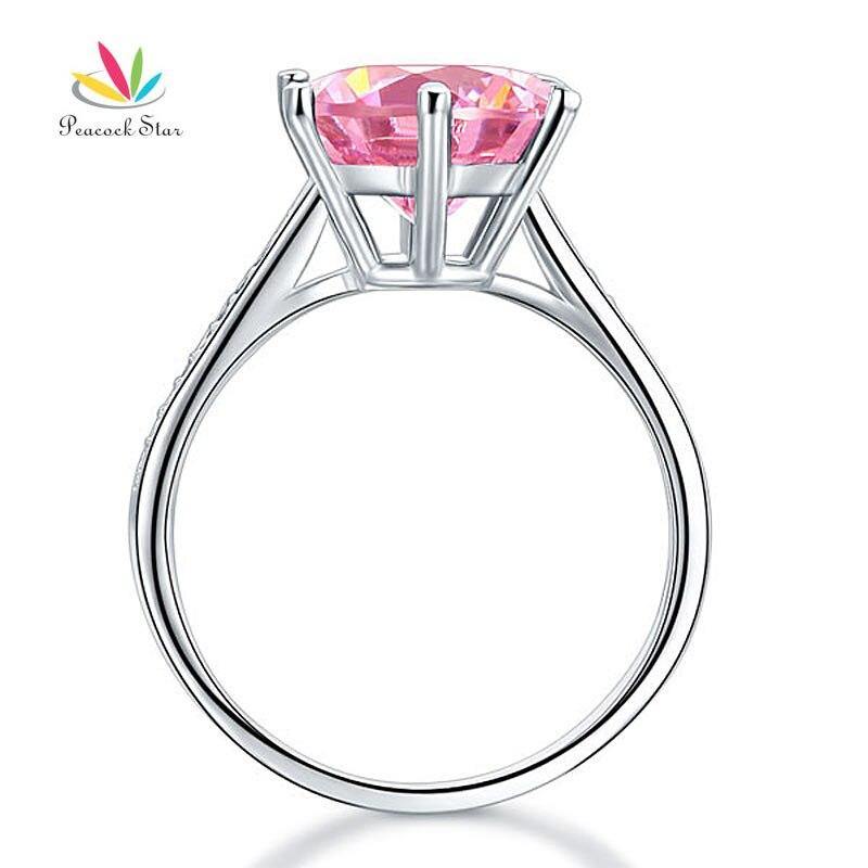 3 Carat Fancy Pink Round Cut Simulated Lab Diamond Silver Wedding Engagement Ring - The Jewellery Supermarket