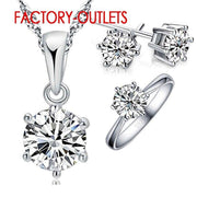 925 Sterling Silver High Quality 5 Claws Cubic Zirconia Jewelry Set ** See Our Video **