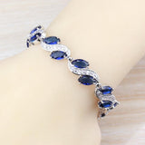 925 Sterling Silver Wedding Accessories Women Bridal Jewelry Sets With Natural Stone CZ Blue Bracelet And Ring Sets - The Jewellery Supermarket