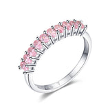 Romantic Pink AAAA Simulated Diamonds Ring - Sterling Silver Luxury Dazzling Rings - Wedding Jewellery - The Jewellery Supermarket