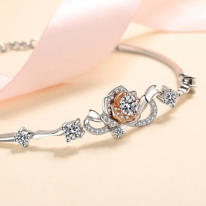 NEW ARRIVAL - 1.4 Carat Real Moissanite Diamond Bracelet - Sterling Silver Sparkling Rose Fine Jewelry