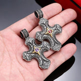 New Stainless Steel Cross Flower gem Pendant Chain Necklace - Popular Religious Men Jewellery - The Jewellery Supermarket