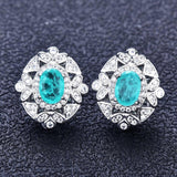 QTT 3Pcs Jewelery Set Luxury Design Wedding Paraiba Pendant Earrings Necklace Earring Tourmaline Stone Fashion Accessories - The Jewellery Supermarket