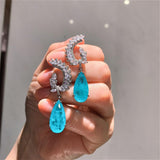Luxury Paraiba Tourmaline Blue Stone and Aquamarine Diamond Angels Wings Design Fashion Jewelry Set - The Jewellery Supermarket