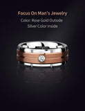 New Arrival Rose-Gold Plating Brushed Finishing with Cubic Zirconia Stone Tungsten Wedding Rings for Men and Women - The Jewellery Supermarket