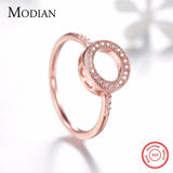 925 Sterling Silver Circle Heart Ring Shining Fashion AAAA Simulated Diamonds Rose Gold Jewellery For Women - The Jewellery Supermarket