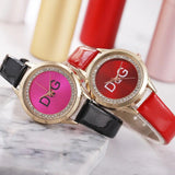 New Arrival Fashion Top Brand High Quality Waterproof Red Leather Thin Strap CZ Diamonds Quartz Wristwatches - The Jewellery Supermarket