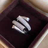 New European and American Design Micro Setting AAA Zircon Diamonds Metal Cross Opening Ring - Luxury Jewellery - The Jewellery Supermarket