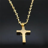 Saint Benedict Cross Jesus AAA CZ Crystals Stainless Steel Necklace - Gold Colour Christian Jewellery - The Jewellery Supermarket