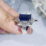 925 Silver Fashion Sun Flower Suit Dark Blue Zircon Three-Piece Sets For Women Wedding Party Engagement Jewelry Gift - The Jewellery Supermarket