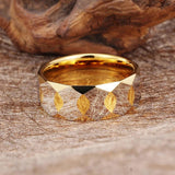 New High Quality Cool Luxury 8MM Wide Gold Colour Tungsten Carbide Rings for Men Women - Fashion Wedding Jewellery