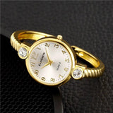 New Arrival Luxury Gold Stainless Steel Women Watches - Fashion Bracelet Bangle Ladies Watches With CZ Crystals