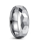 New Silver Colour Polished 3D Geometry Triangle Cool 6mm Tungsten Carbide Steel Rings - Engagement Men's Jewellery