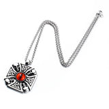 New Stainless Steel Pendant Necklace Red Devil Eye Gem Cross Necklace Pendant Vintage Skull Fashion Gift - The Jewellery Supermarket