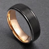 New Black & Rose Gold Colour 8mm Tungsten Carbide Wedding Rings Vintage Men Women Jewellery