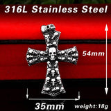 New Arrival 316L Titanium steel Cross Necklace Pendant Punk Biker Skull Mens Retro Necklace Pendant - The Jewellery Supermarket