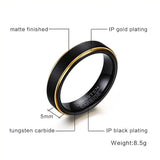 New Fashion High Quality 5mm Black or Gold Colour Tungsten Wedding Engagement Rings for Men and Women - The Jewellery Supermarket