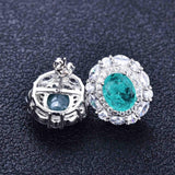 Silver Colour Brazilian Paraiba Tourmaline Stone Earrings/Pendant/Necklace/Ring Jewellery Set for Women - The Jewellery Supermarket