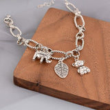 Stamp Thick Chain Charm Bracelets for Women - Fashion Hip Hop Vintage Bear Pendant Thai Silver Jewellery - The Jewellery Supermarket