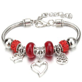 Vintage Original Heart-Shaped Key Lock Rhinestone Beads Charm Bracelets for Women - Jewellery Gifts - The Jewellery Supermarket