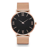 Luxury Rose Gold and Silver Colour Dial Top Brand Stainless Steel Quartz Wristwatch Mesh Strap Women Watches