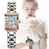 New Luxury Brand Fashion Square Ladies Quartz Bracelet Set Dial Simple Rose Gold Luxury Women Watches