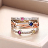 Huiran Fashion Cross Female Finger Ring Jewelry White/Yellow Blue/Rose Red CZ Shine Stone Evening Party Accessories Stylish Gift - The Jewellery Supermarket