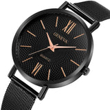 New Arrival Geneva Black Stainless Steel Mesh Band Quartz Wristwatches - Casual Ladies Popular Watches - The Jewellery Supermarket