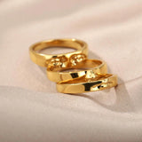 New Arrival Stainless Steel Gold Plated Vintage Face Stack David Eye Ring Set - Handmade Fashion Jewellery