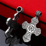 New Stainless Steel Cross Flower gem Pendant Chain Necklace - Popular Religious Men Jewellery - The Jewellery Supermarket