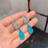 Luxury Paraiba Tourmaline Blue Stone and Aquamarine Diamond Angels Wings Design Fashion Jewelry Set - The Jewellery Supermarket