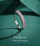 Romantic Pink AAAA Simulated Diamonds Ring - Sterling Silver Luxury Dazzling Rings - Wedding Jewellery - The Jewellery Supermarket
