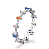 Rainbow Colorful AAAA Simulated Diamonds Charm Ring - Sparkling Fashion Irregular Design Fine Jewellery - The Jewellery Supermarket