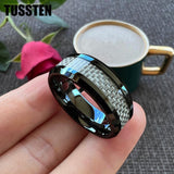 New Classic White Carbon Fiber Inlay Bevel Polish 6/8MM Tungsten Comfort Fit Wedding Rings For Men and Women - The Jewellery Supermarket