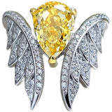 Versatile 3-Carat Angel Wing Cherry Blossom Pink Yellow AAAAA Hgh Carbon Diamond Big Ring - New Design Delicate  Jewellery