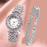 New Arrival Luxury Brand Ladies Watch Bracelet Sets - Quality CZ Diamonds Steel Band Watch Sets for Women - The Jewellery Supermarket