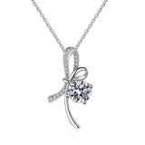 Bow-knot Sparkling White Gold Plated 1ct D Color Moissanite Diamond Necklace for Women - Fine  Jewellery - The Jewellery Supermarket