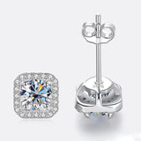 Superb Square Cut D Colour VVS Moissanite Diamond Stud Earrings - Luxury Sterling 925 Silver Fine Jewellery For Women - The Jewellery Supermarket