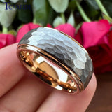 New Arrival Domed Stepped 6mm 8mm Hammered Tungsten Carbide Rings For Women Men - Fashion Gift Jewellery