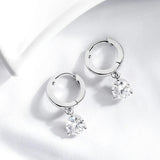 Awesome 0.5-2CT Brilliant Cut Moissanite Diamonds Drop Earrings for Women - Classic 3 Prong Silver Fine Jewellery