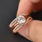 Dazzling Solitaire Round Cut AAAAA Quality High Carbon Lab Created Diamond Eternity Stacking Rings Set