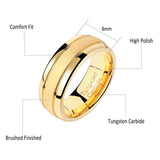 New Arrival Frosted Band Golden Colour Men's 8mm Tungsten Carbide  Wedding Rings Charm Jewellery for Men