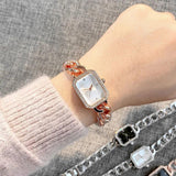New Arrival Ladies Luxury Brand Fashion Square Dial With CZ Diamonds Quartz Stainless Steel Bracelet Watches