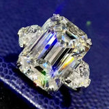 Amazing 12CT Emerald Cut High Quality AAAAA High Carbon Diamond Gemstone Wedding Engagement Ring Fine Jewellery