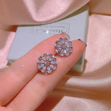 2022 NEW S925 Sterling Silver Wedding Jewelry Sets Vintage Sunflower Topaz Pink Quartz Necklace Ring Earrings Gift for Women - The Jewellery Supermarket