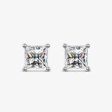 Attractive Princess Cut D Colour 2CT Moissanite Diamonds Stud Earrings For Women - Silver Fine Jewellery