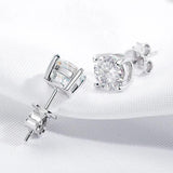 Superb Platinum Plated 0.1-3CT Moissanite Diamonds Stud Earrings - Silver Bride Wedding Diamond Fine Jewellery - The Jewellery Supermarket